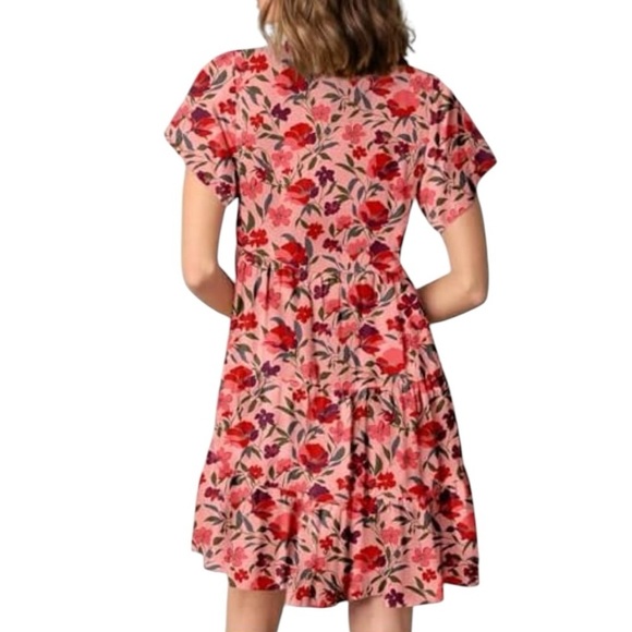 Dokotoo Womens Summer Casual Boho V Neck Flowy Swing A-Line Mini Dress M - Picture 2 of 8